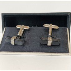 Μανικετόκουμπα Ατσάλινα Ορθογώνια Μαύρα Γυαλιστερά STC10 